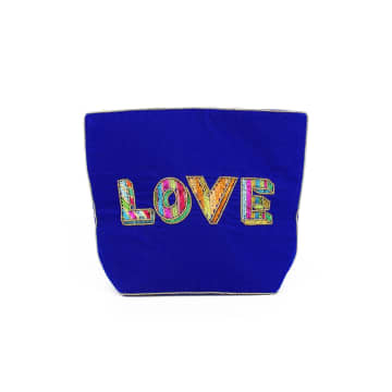 My Doris Love Velvet Make Up Bag In Blue
