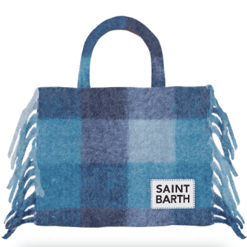 Mc2 Saint Barth Colette Blanket Handbag With Check Print In Blue