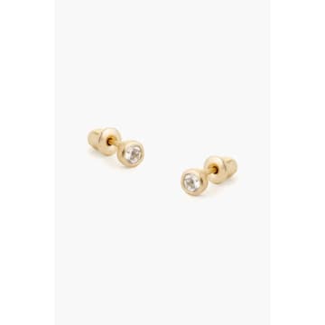 Tutti & Co Ea535g White Topaz Stud Earrings In Gold
