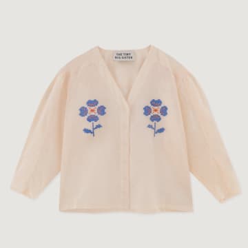 The Tiny Big Sister Kids' Flower Blouse In Pink