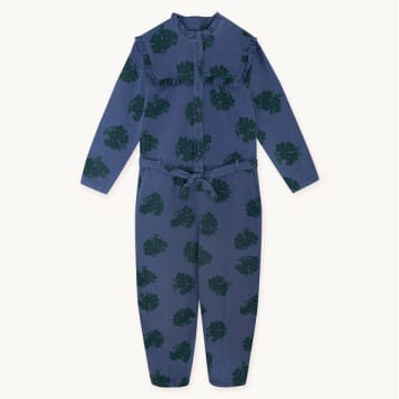 The Tiny Big Sister Babies' Flowers Jumpsuit In Blue