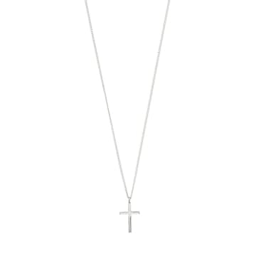 Pilgrim Daisy Recycled Silver Cross Pendant Necklace In Metallic