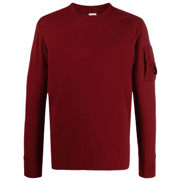 C.p. Company Extrafine Merino Wool Crew Neck Knit Ketchup In Burgundy