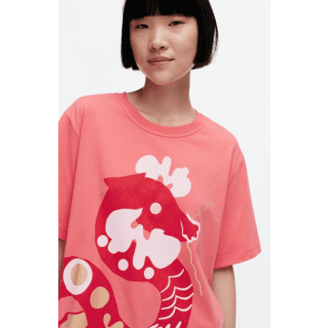 Marimekko Corte -sleeved Cotton Shirt Embla Jalo In Pink