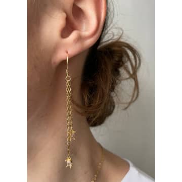 Orisit - Anubis Peach And Stainless Steel Earring In Gold