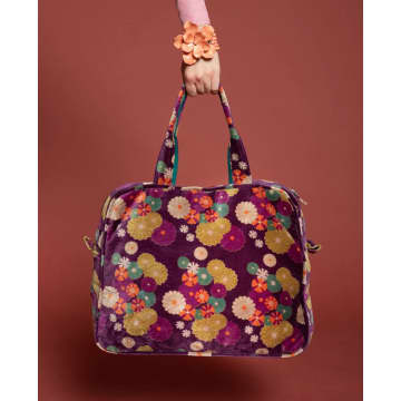 Les Touristes Velvet Poppins Weekend Bag, Mellow Fig In Purple