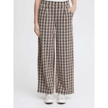 Ichi Kate Houndstooth Wide Trousers In Neutral