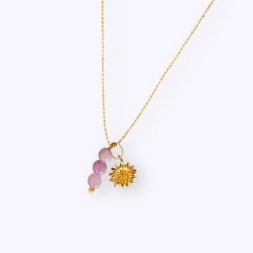 All The Things We Love Golden Sunflower And Quartz Necklace
