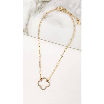 Envy Jewellery Gold Necklace With Diamante Fleur