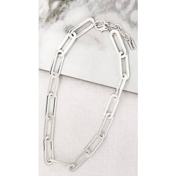 Envy Jewellery Short Silver Link Necklace With Lobster Clasp In Metallic