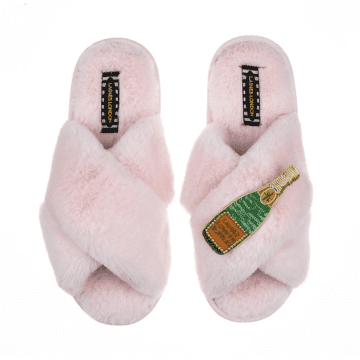 Laines London Classic Slipper With Champagne Brooch In Pink