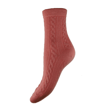 Joya Salmon Ribbed Socks In Red