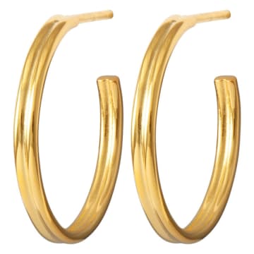 Lulu Copenhagen Medium Gold Plated Hoop Earrings