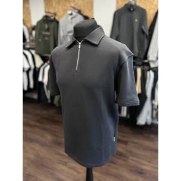 Selected Homme Jeff Zip Ss Polo In Phantom In Gray