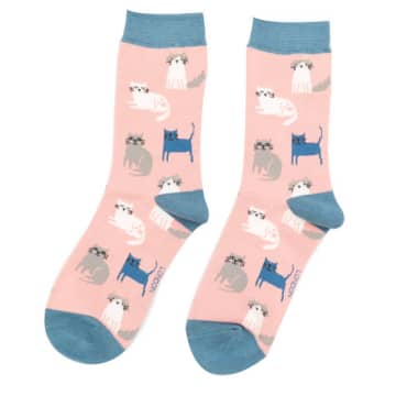 Miss Sparrow Cute Kitten Socks In Pink