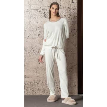 Iora 23524 Pyjama In Cream With Taupe Trim In Neutrals