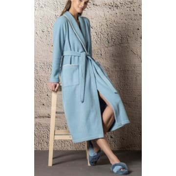 Iora 23600c Dressing Gown In Seagrass With Gold Trim