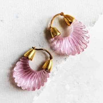 Shyla Ettienne Pinkridged Earrings In Gold