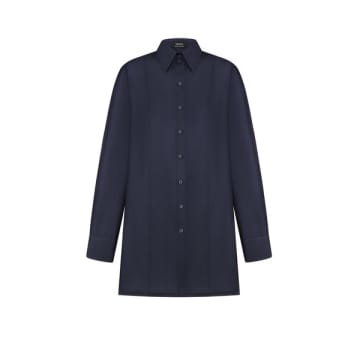 Shop Innna Navy Blue Silk Loose Shirt By