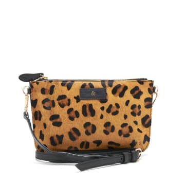 Bell & Fox Izzy Crossbody/clutch Bag-dark Leopard Pony Leather In Animal Print