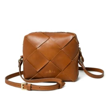Bell & Fox Asha Hand Woven Crossbody Bag-caramel Leather In Brown