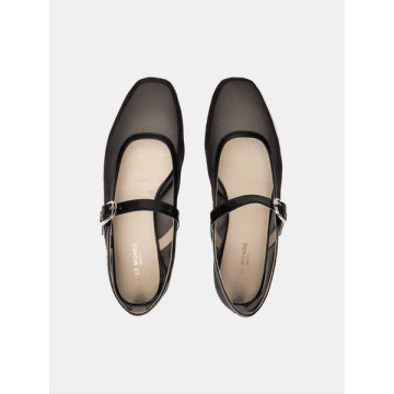 Shop Le Monde Beryl Black Mesh Mary-jane Shoes