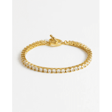 Estella Bartlett Tennis Bracelet With Groove Circle T-bar In Gold