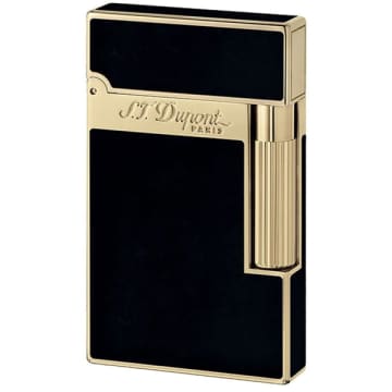 St Dupont L2 Lighter Black Lacquered Gold 016884