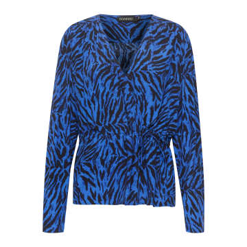 Soaked In Luxury Slina Wrap Blouse Ls | Beaucoup Animal In Blue