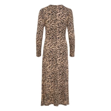 Soaked In Luxury Slhanadi Printed Dress Ls | Kelp Animal In Camel