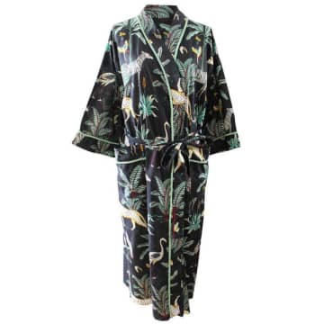Powell Craft Safari At Night Cotton Dressing Gown In Green