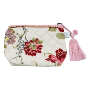Powell Craft Red & Pink Rose Floral Make Up Bag