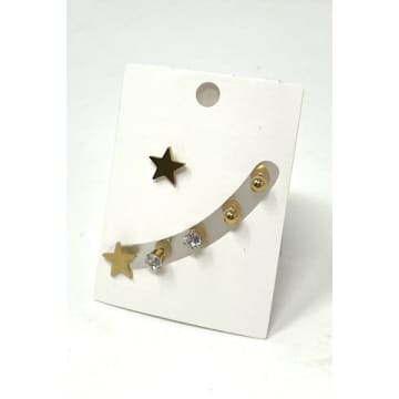 Mermaid Accessories Set Of Three Gold Stud Earrings
