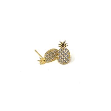 Mermaid Accessories Pineapple Stud Earrings In Gold