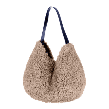 Helen Moore Taupe Faux Sheepskin Slouch Bag In Brown