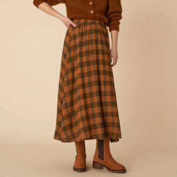 Des Petits Hauts Gingembre Checked Virvolte Skirt In Brown