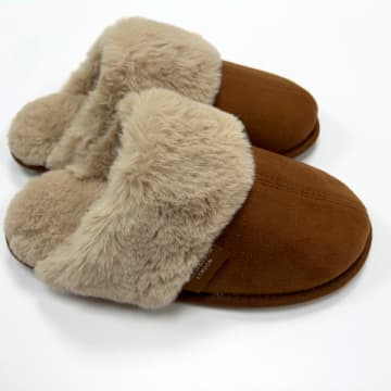 Miss Sparrow Micro Suede Mule Slippers Tan In Neutrals