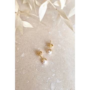 Little Nell Everyday Pearl Stud Earrings In Gold