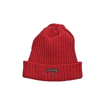 Paul & Shark Men's Ribbed Wool Beanie With Anchor Badge In Red