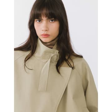 Marram Trading Overlay Cropped Trench Coat In Neutral