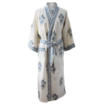 Powell Craft Blue Rose Waffle Cotton Dressing Gown