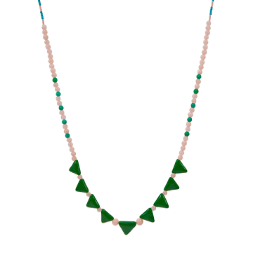 Hn Green Bakerlite Geometric Beaded Necklace