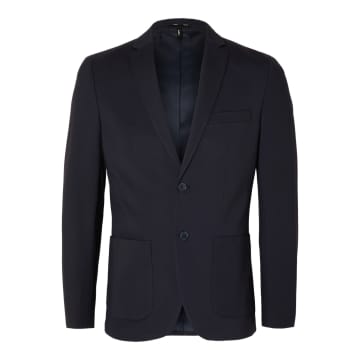 Selected Homme Slim Delon Jersey Flex Blazer In Black