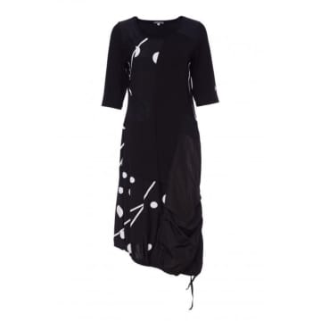 Naya Spot Print Drawstring Dress In Black