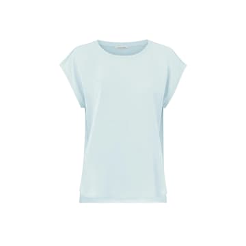 Shop Yaya Sleeveless Top With Round Neck In Fabric Mix | Plein Air Blue