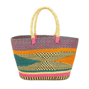 Shop Aarven Ghanaian Large Shopping Bolga Basket With Handles 'afi'