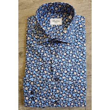 Shop Stenströms - Dark Blue Slimline Floral Patterned Shirt 7127518796