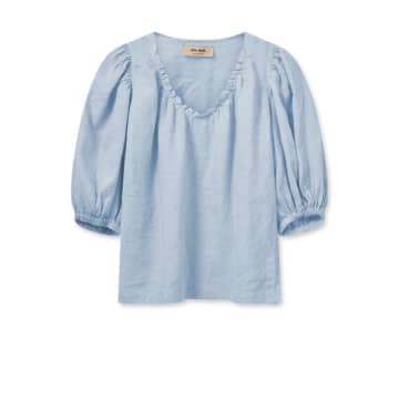 Shop Mos Mosh Taissa Linen Blouse-cashmere Blue-160160