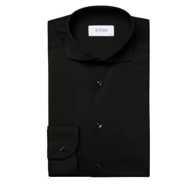 Shop Eton Four Way Stretch Contemporary Fit Shirt In Black