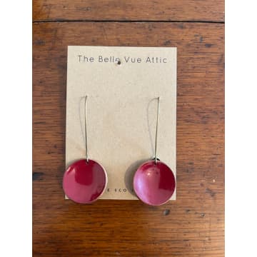 The Bellevue Attic Domed Enamel Half Penny Earrings | Cherry Red